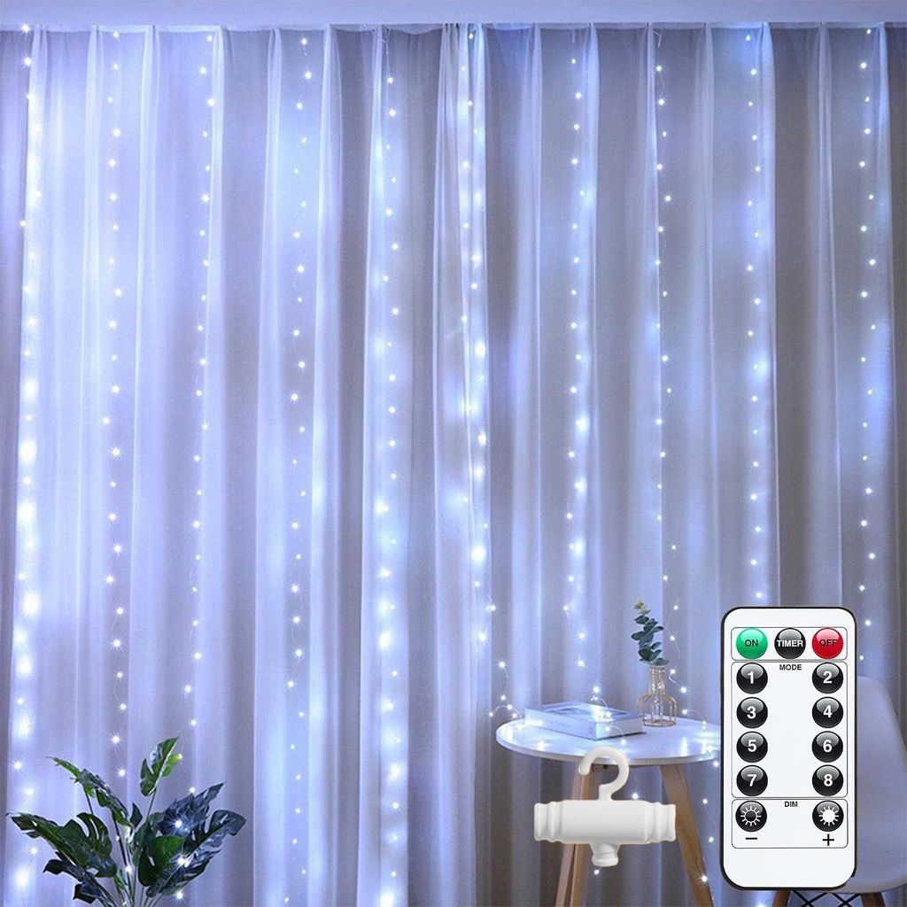 300 LED-Lichterketten, 3,9 x 3,9 m, für Fenster und Wände, Lichterkette, USB-betrieben, für Schlafzimmer, Hintergrund, Hochzeit, Party, Innendek...
