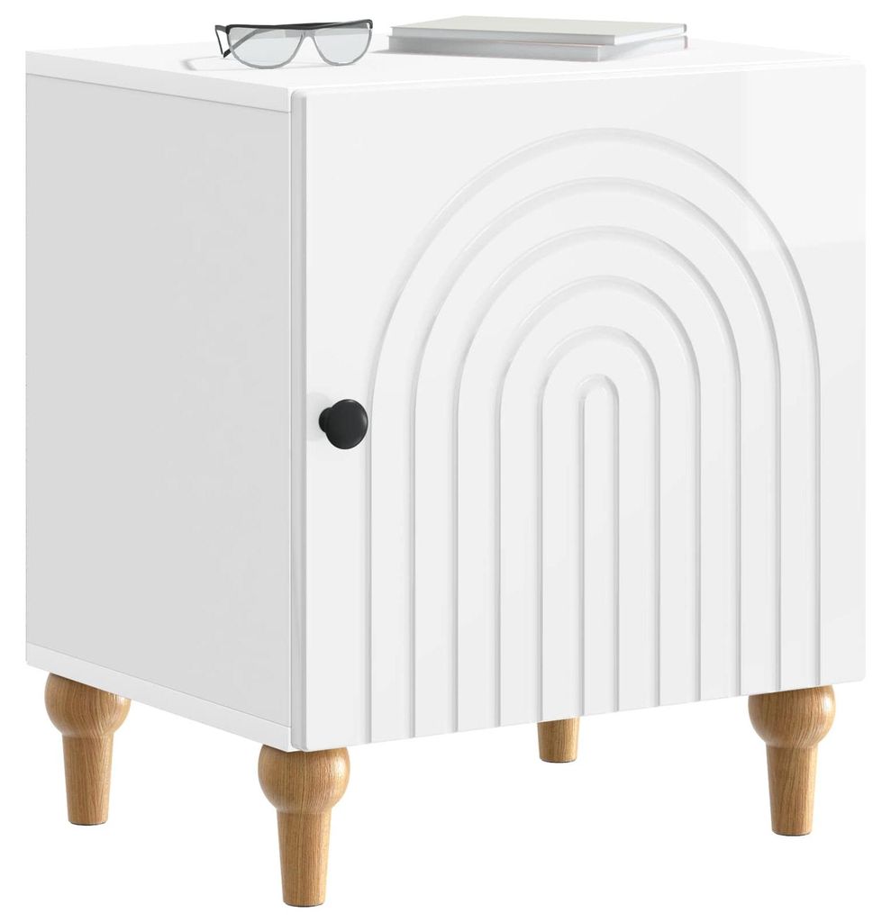 “2026 Modern“ Weiß Nachttisch Hochglanz Weiß 43 x 34,5 x 50 cm Holzwerkstoff - Designermöbel 43329 - Nachttische & -schränke