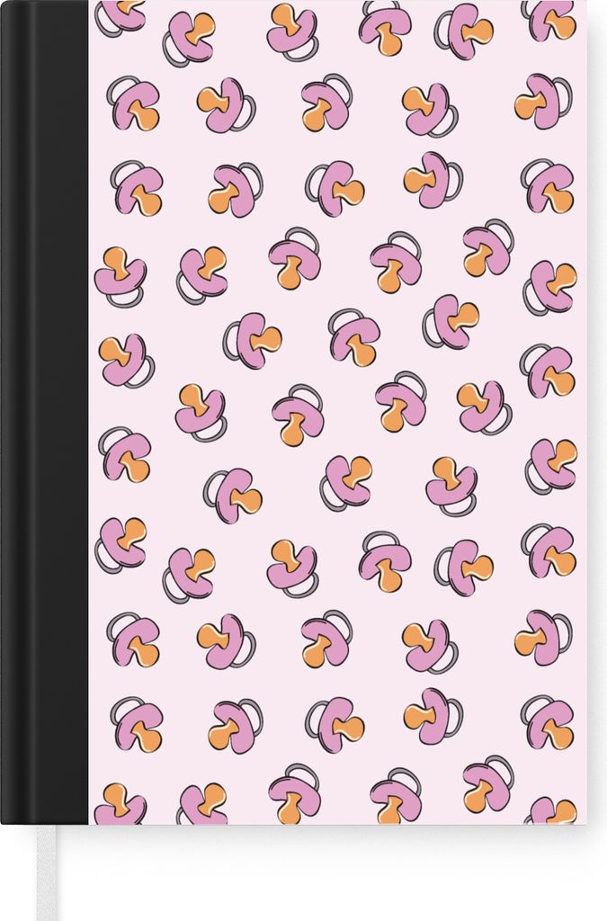 MuchoWow Notizbuch Tagebuch Haushaltsbuch Notebook A5 Schnuller - Muster - Rosa - Notizblock - Notizheft - Notebook - Schreibblock - Papier