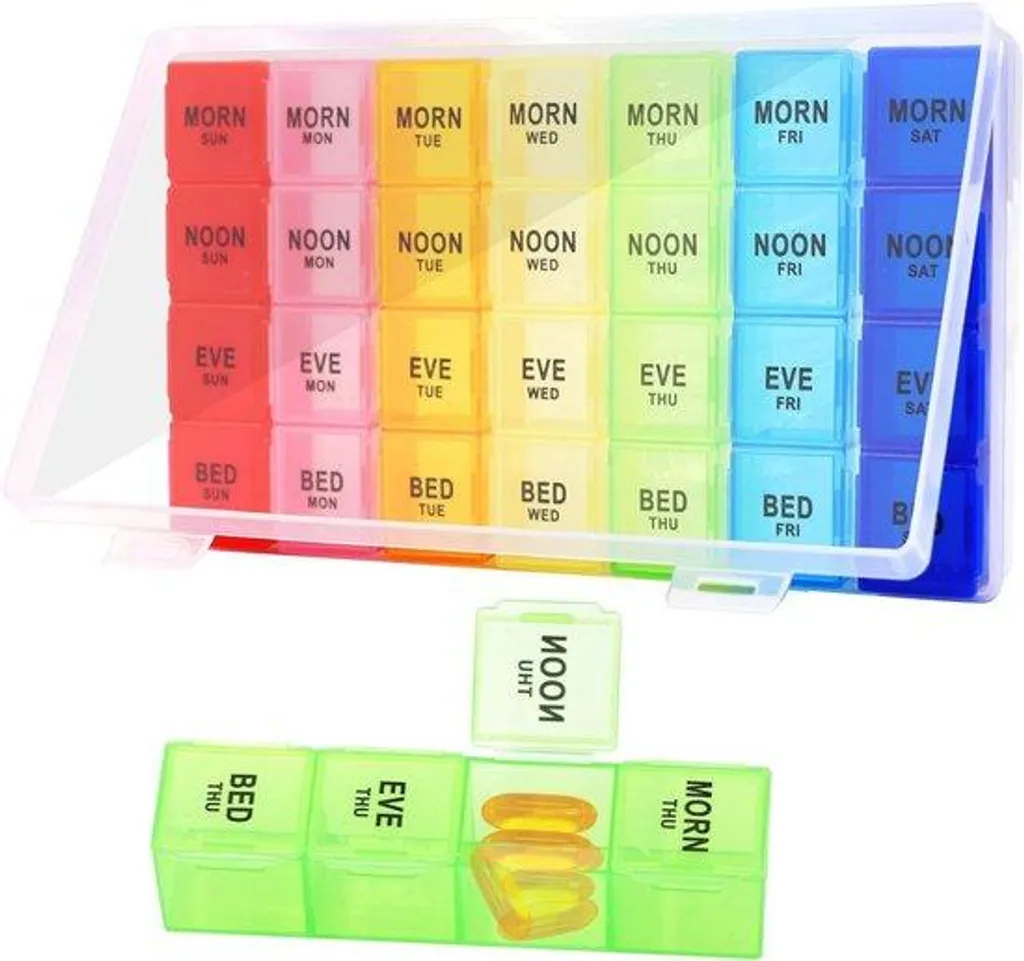 Semainier de médicaments 4 doses par jour organiseur de vitamines XL