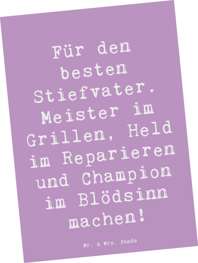 Mr. & Mrs. Panda bildkarte Spruch Bester Stiefvater - Lavendeltraum - Geschenk, Ansichtskarten, Postkarte, Postkarten, Stiefkinder, Talente, Geburt...
