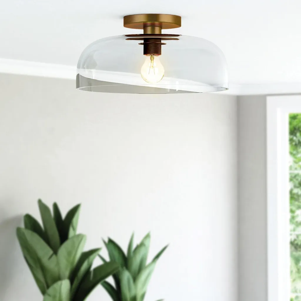 Elstead Sylvia Plafonnier E27 Or Brossé et Verre Clair - Design Chic - 5