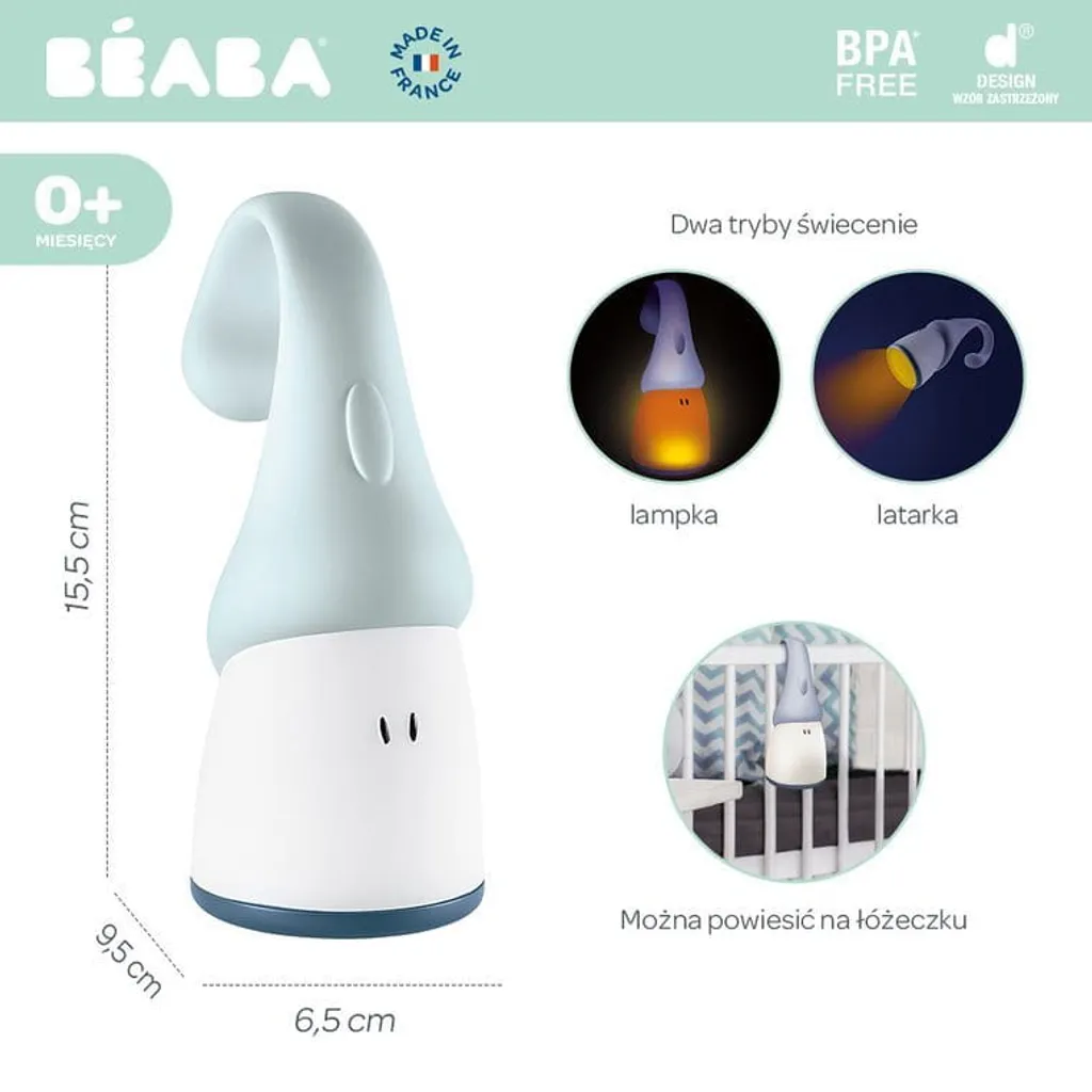 Veilleuse nomade Pixie Torch Beaba bleu perle lanterne portable rechargeable - 11