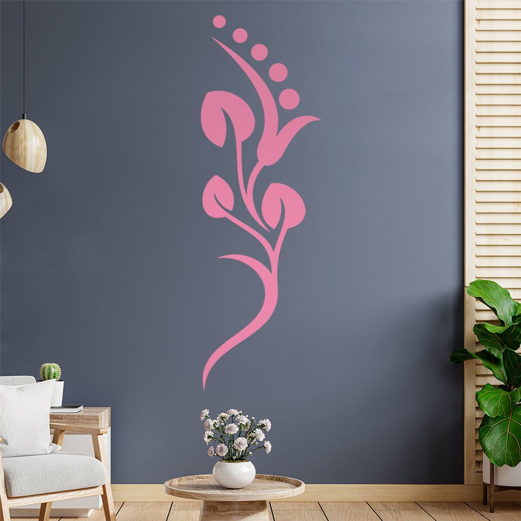 Blume - Linien Punkte Wandtattoo in 6 Größen - Wandaufkleber Wall Sticker - Dekoration, Küche, Wohnzimmer, Schlafzimmer, Badezimmer