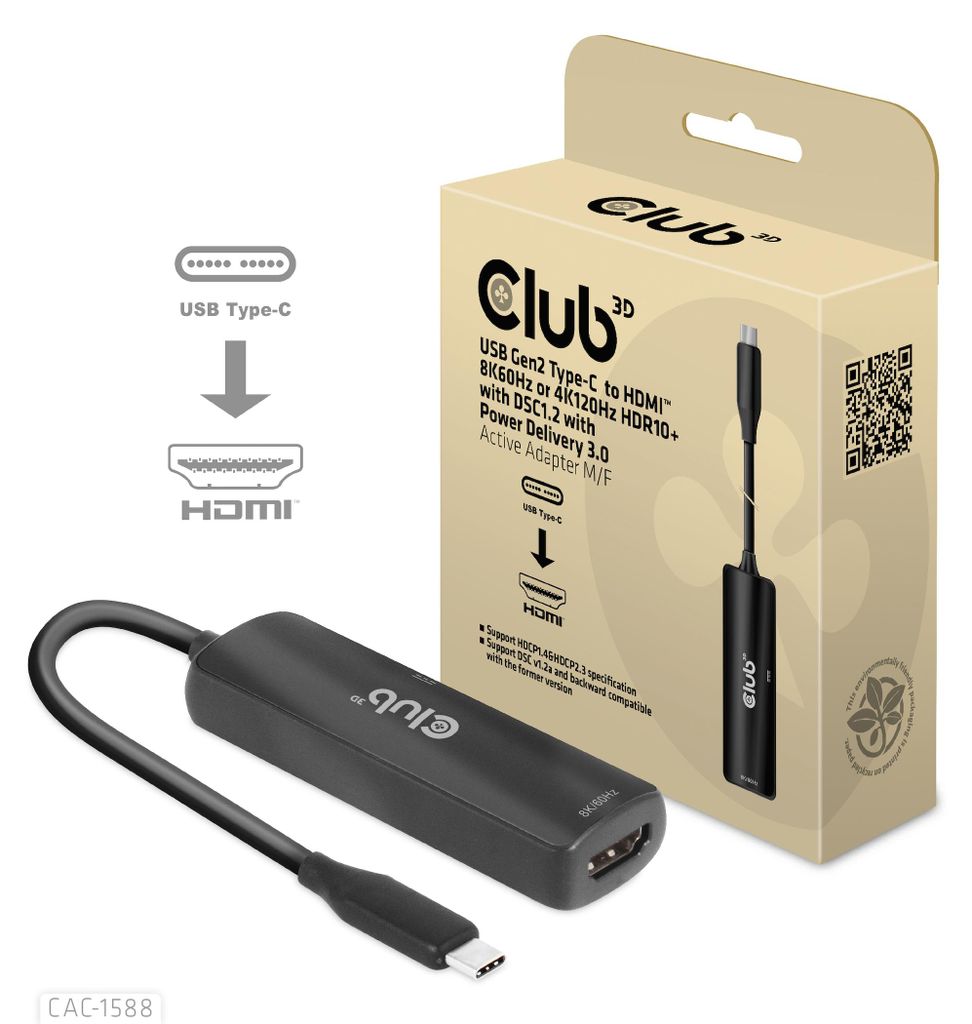 Club3d CLUB3D USB Gen2 Type-C vers HDMI™ 8K60Hz ou 4K120Hz Image du produit 