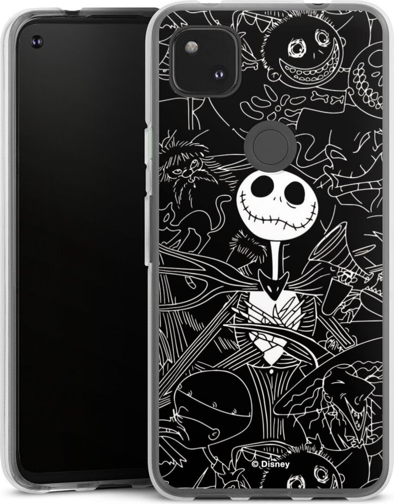 DeinDesign Handyhülle für Google Pixel 4a Silikon Hülle Case Smartphone Schutzhülle Disney Halloween Nightmare Before Christmas