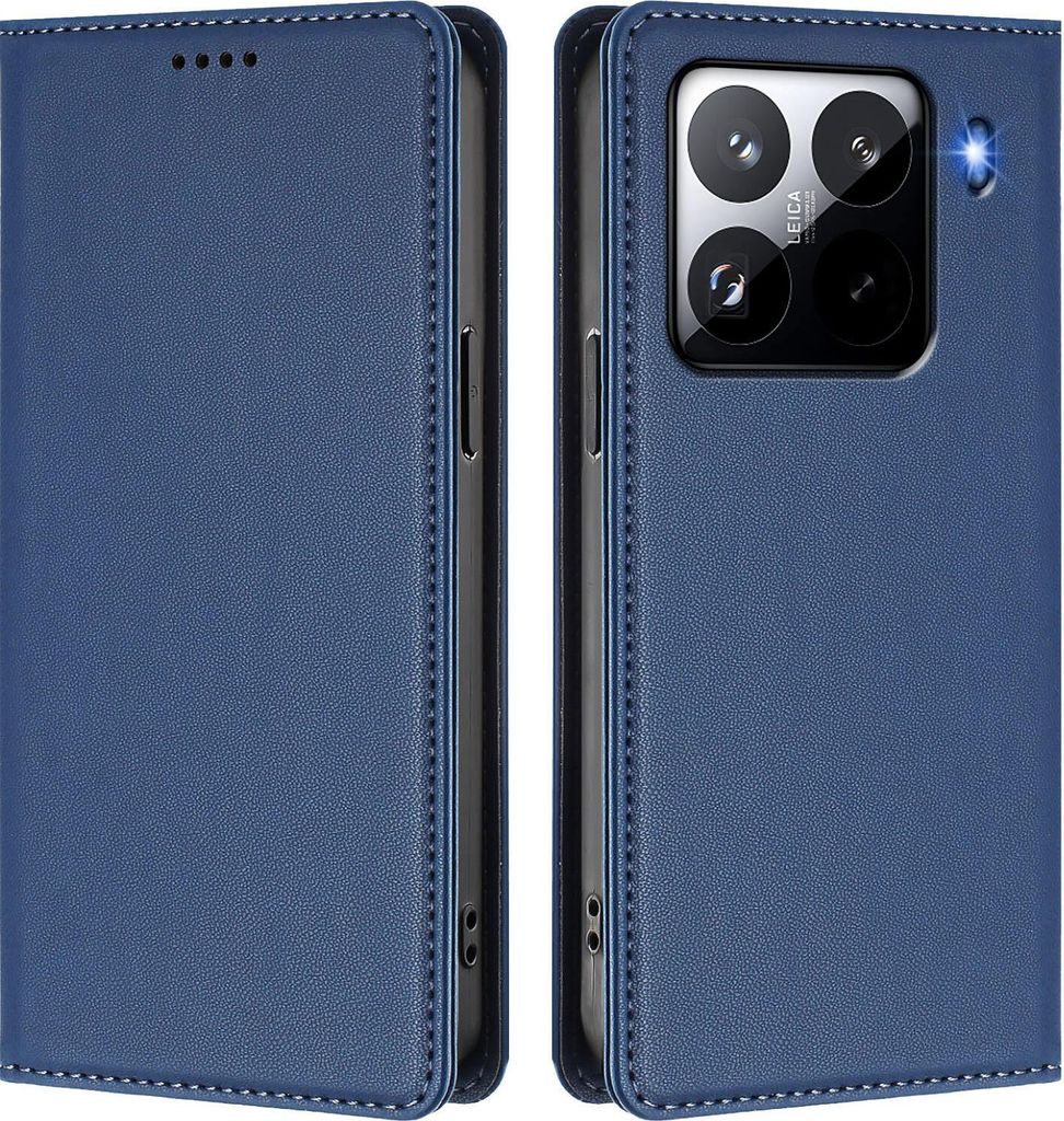 Handyhülle für Xiaomi 15 Pro, Kunstleder Klapphülle Stoßfeste Magnetische Hülle mit Ständer Dunkelblau