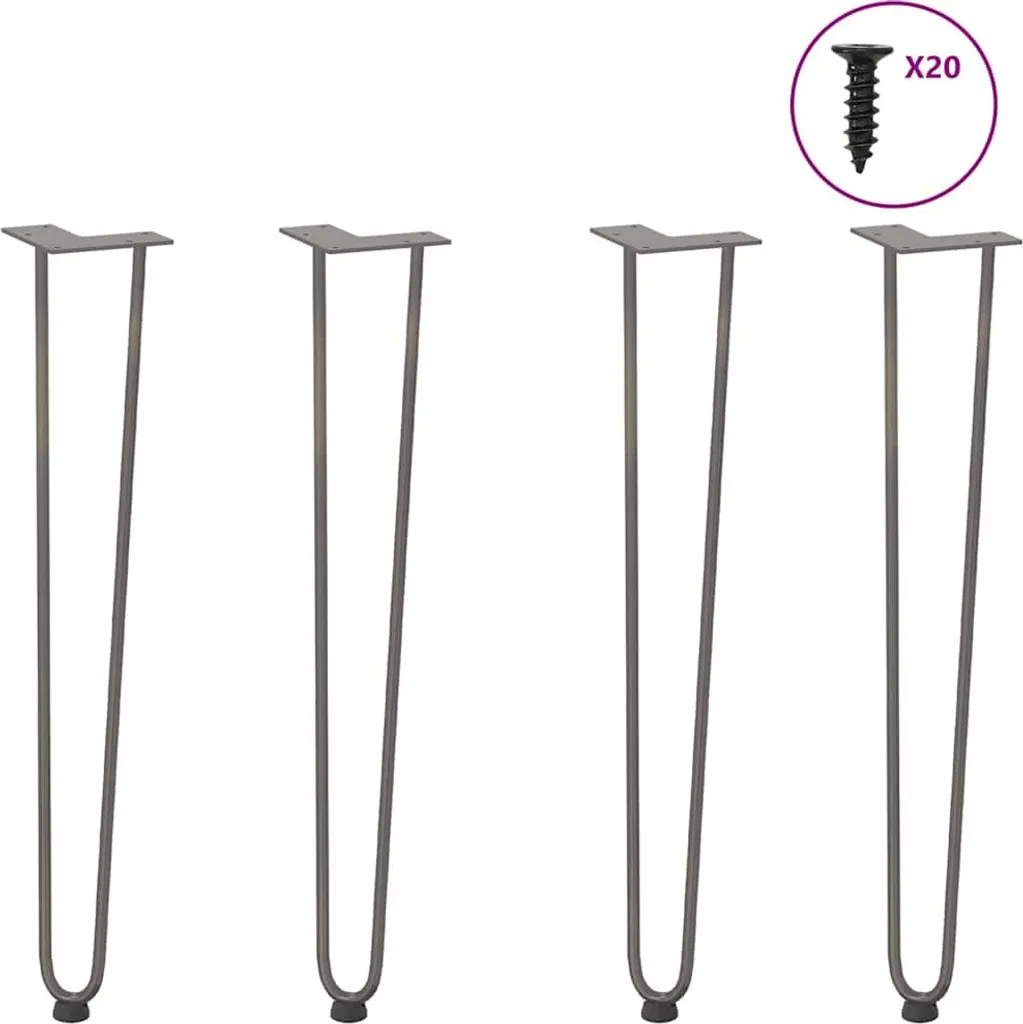 Set 4 Gambe Hairpin 72 cm Acciaio Massiccio per Tavoli e Consolle