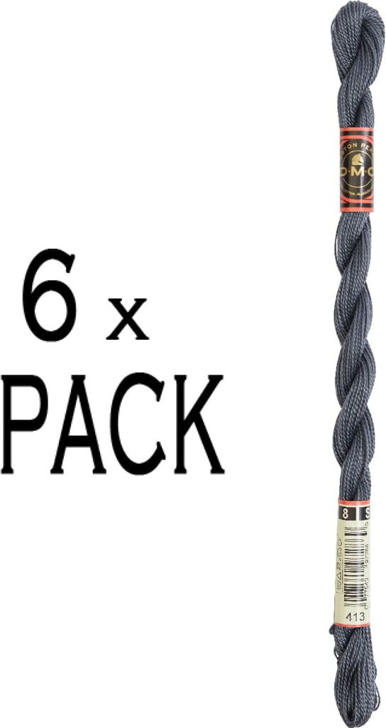 6x DMC Perlgarn Stärke 8, 25 m, 115AR/8-413, VPE
