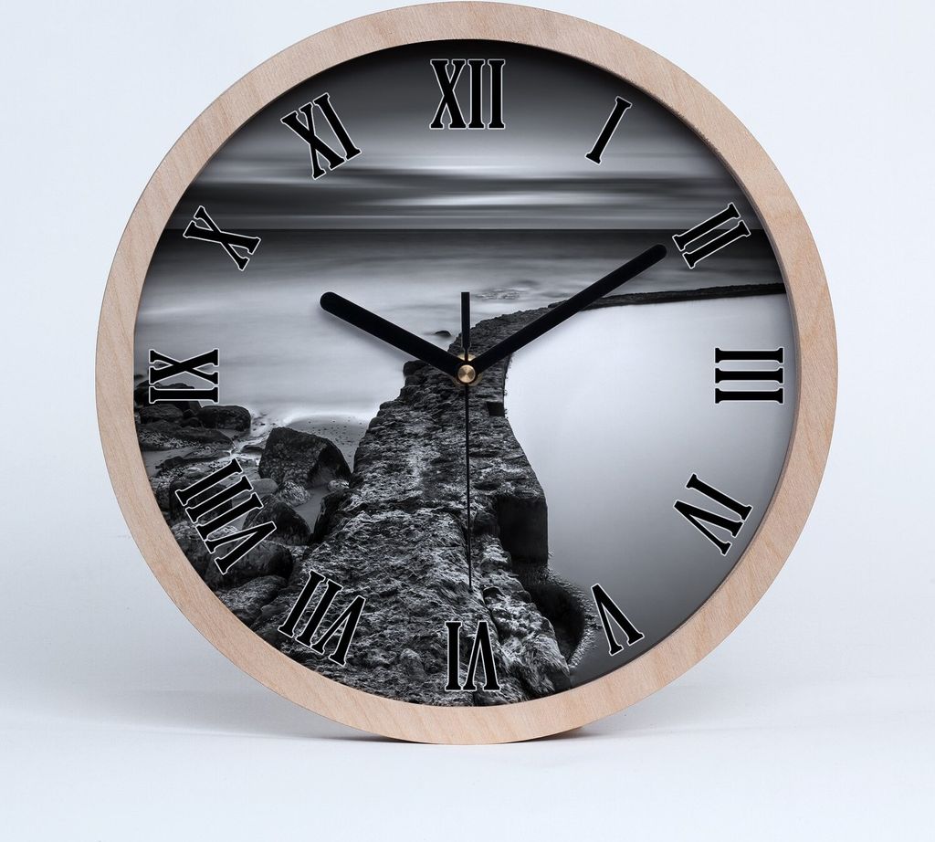 Holzuhr 30fi cm wanduhr - schwarze Spitzen - Steiniger Produktbild 