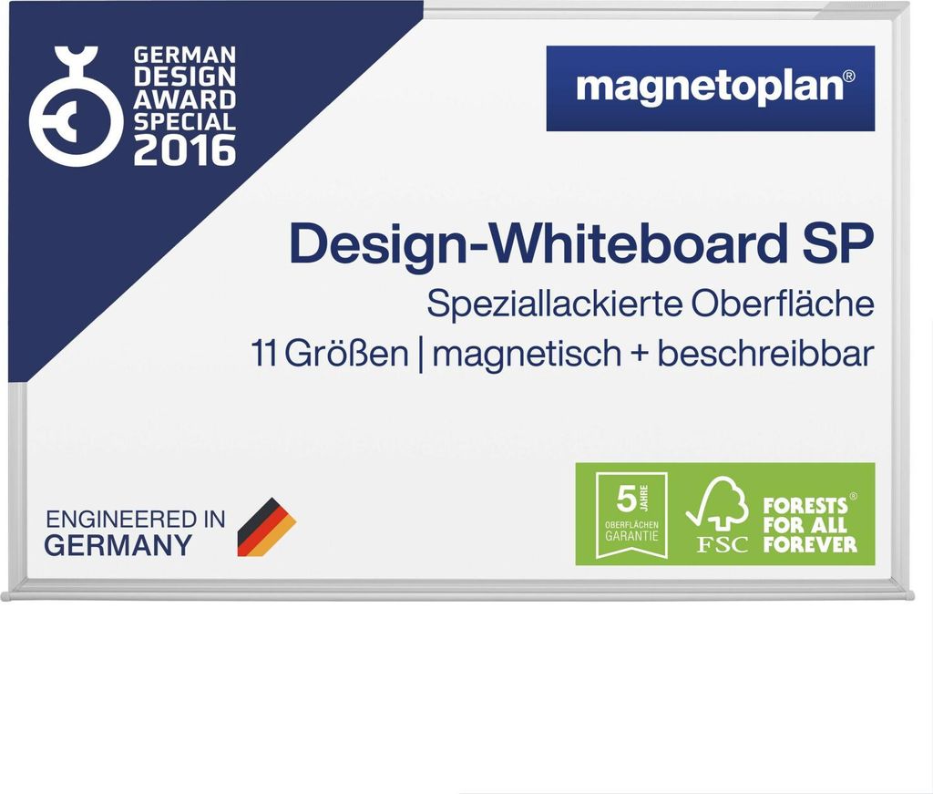 Magnetoplan Design-Whiteboard SP - magnethaftend - 240x120cm - lackierter Oberfläche - Weiß