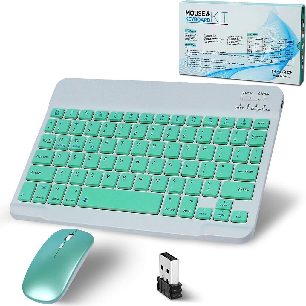 Bluetooth Tastatur Kabellos, Funktastatur Mit Maus Mini Tastatur Ultra-Dünn Wireless Tastatur Maus für iPad,Mac,Laptop,Tablet,Surface,Phone,Windows