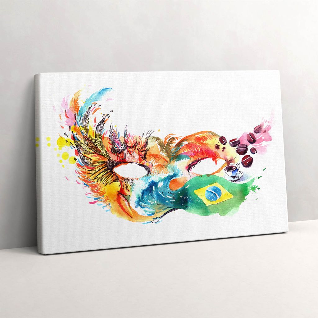 Brasilianische Kultur und die Maskenflagge – Leinwandbild Wandbild – 30x20 cm – Leinwandbilder – Wandbilder – Schlafzimmer – Flur