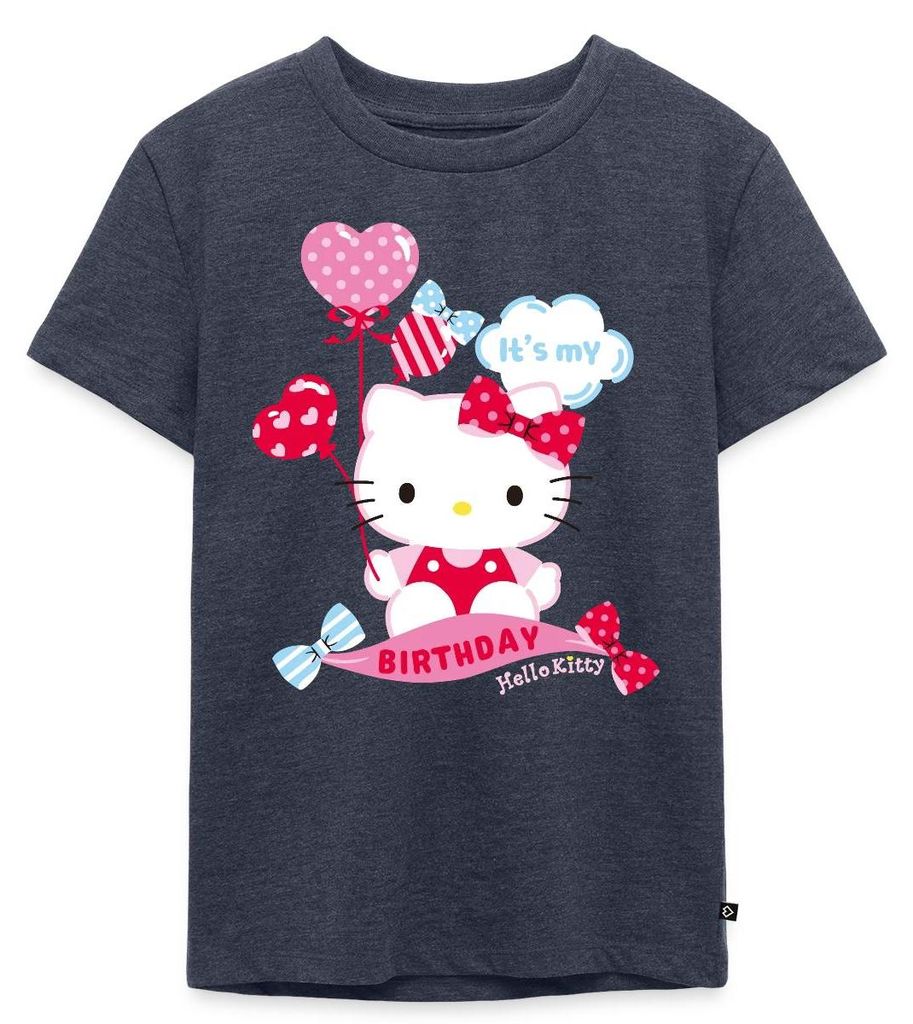 Spreadshirt Hello Kitty Mit Ballons Mein Geburtstag Kinder Premium T-Shirt, 110/116 (4 Jahre), Jeansblau