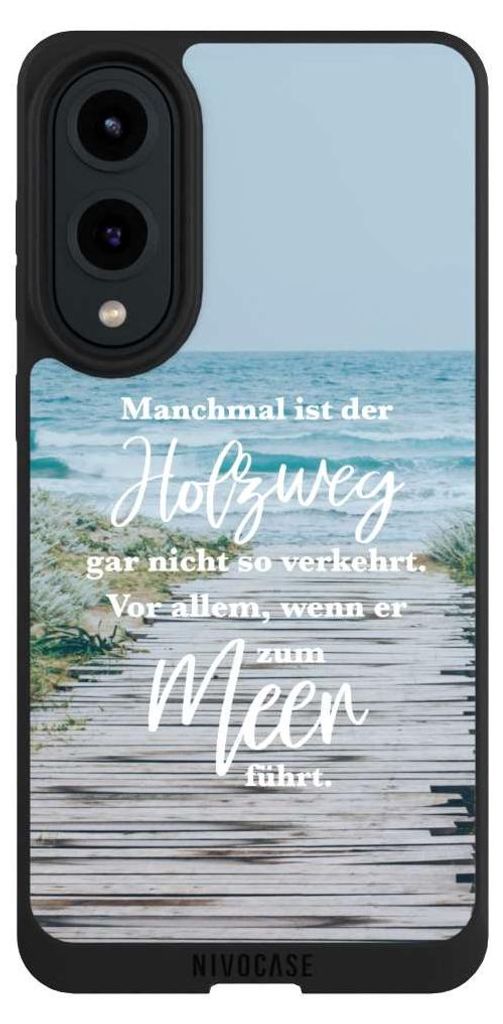 NIVOCASE Handyhülle für Samsung Galaxy S25 Edge Hülle NIVOpure Case Schwarz Statement Strand Spruch