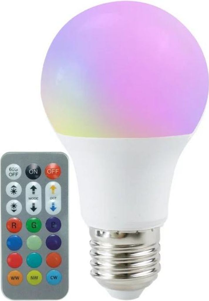 LED-Glühbirne E27 A60 8.5W RGBW mit Fernbedienung Produktbild 