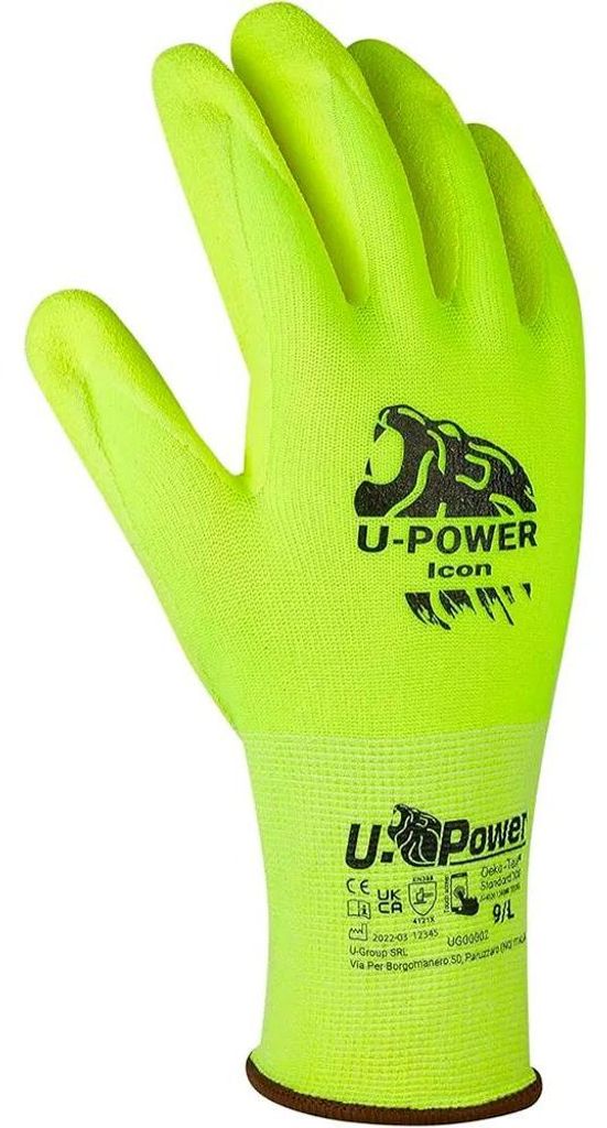 U-POWER Icon, Arbeitshandschuhe gegen mechanische und thermische Risiken mit Nylon-Elasthan-Futter, Nitrilbeschichtung. Packung mit 12 Paaren (Grö...