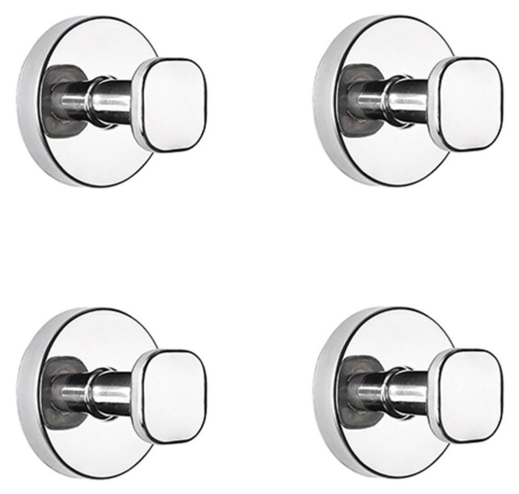 INF Edelstahl Saugnapfhaken 5.9cm x 5.8cm wasserfest für Bad Küche 4er Silber