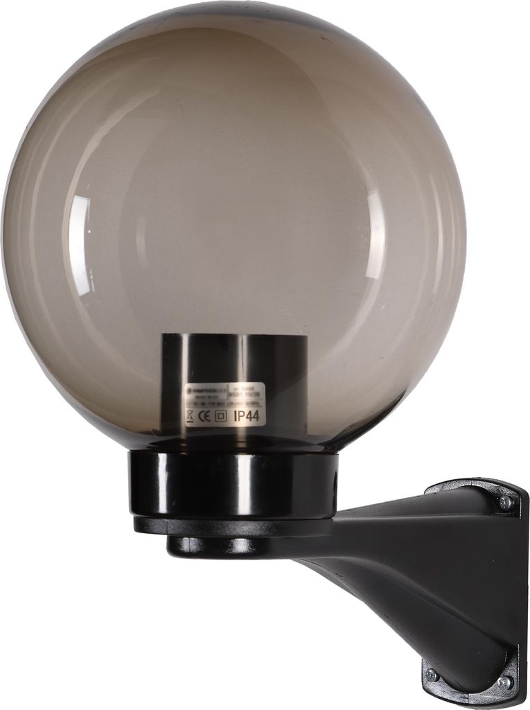 Wandleuchte Kugel Ø20cm – Außenlampe IP44 wetterfest, LED geeignet, Gartenlampe für Terrasse & Hof, Transparent/Schwarz, inkl. Montagematerial
