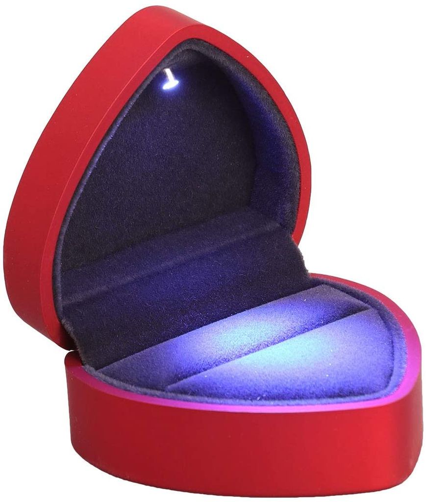 Verlobung Hochzeit Ring Box mit LED-Licht,Ringschachtel Schmuck Display Geschenkbox für Ehe