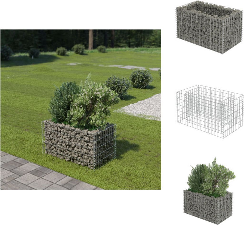 vidaXL Gabionen-Hochbeet Verzinkter Stahl 90×50×50 cm - Blumentöpfe & Pflanzgefäße