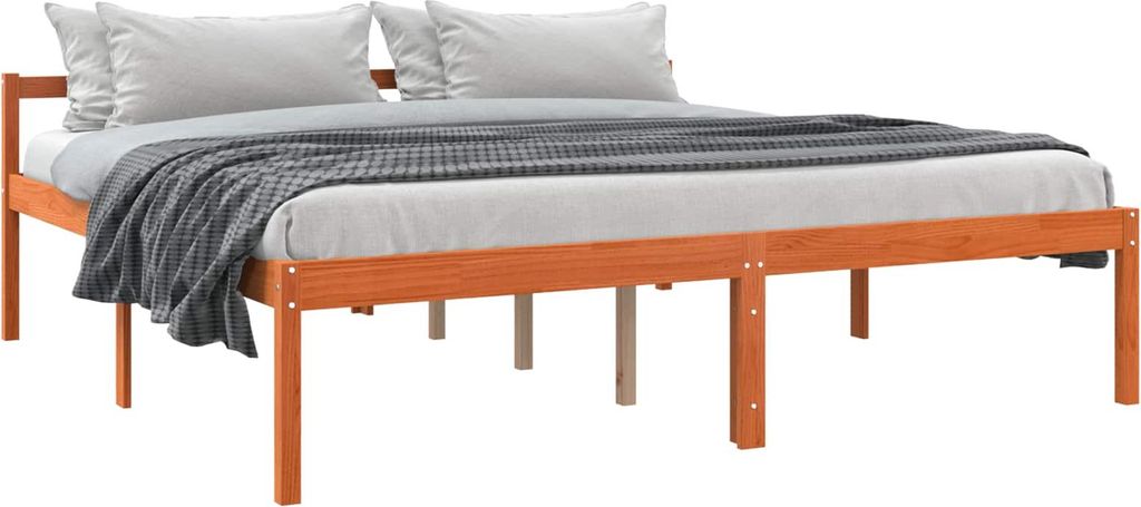 vidaXL Bettrahmen Wachsbraun 200 x 200 cm Massives Kiefernholz
