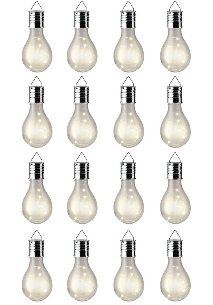 A grid of 16 LED light bulbs on a white background.
