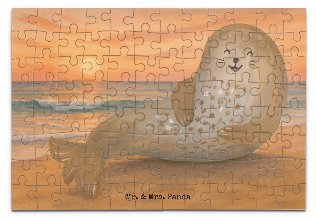Mr. & Mrs. Panda Puzzle Robbe Lachen Design 96 Teile - Weiß - Geschenk, Nordsee, 300, Meerestier, 1500, Robben, 1000, 500, Ostsee, Lustige Sprüch...