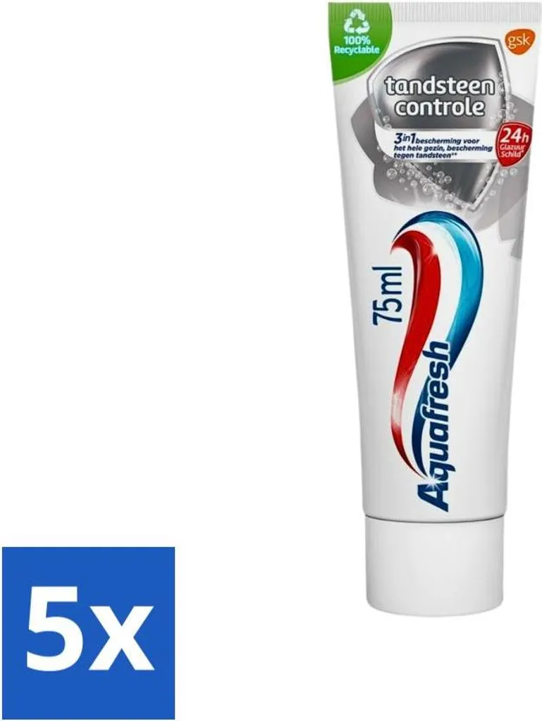 Aquafresh Dentifricio 5 Pezzi Controllo Tartaro 75ml - Il Classico di Sempre