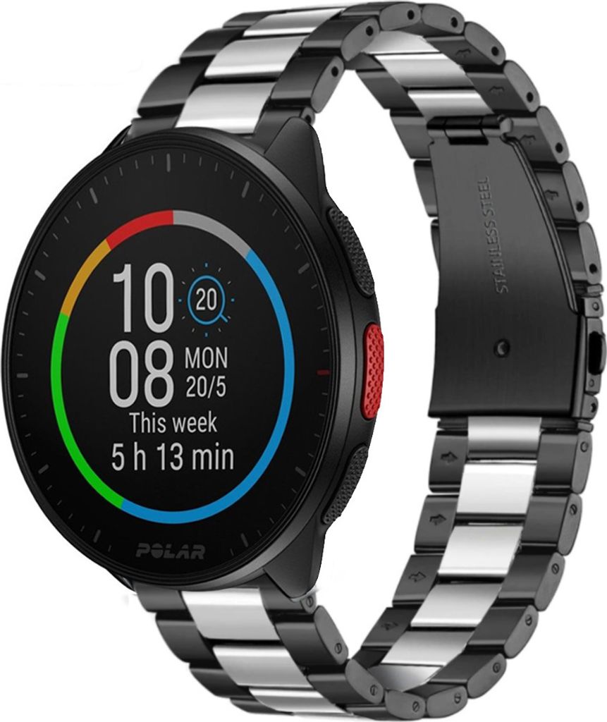 Strap-it Stahlarmband - Kompatibel mit Polar Pacer Armband Ersatzarmband Edelstahl Armband mit faltschließe Sportuhr zubehör für smartwatch 20mm...