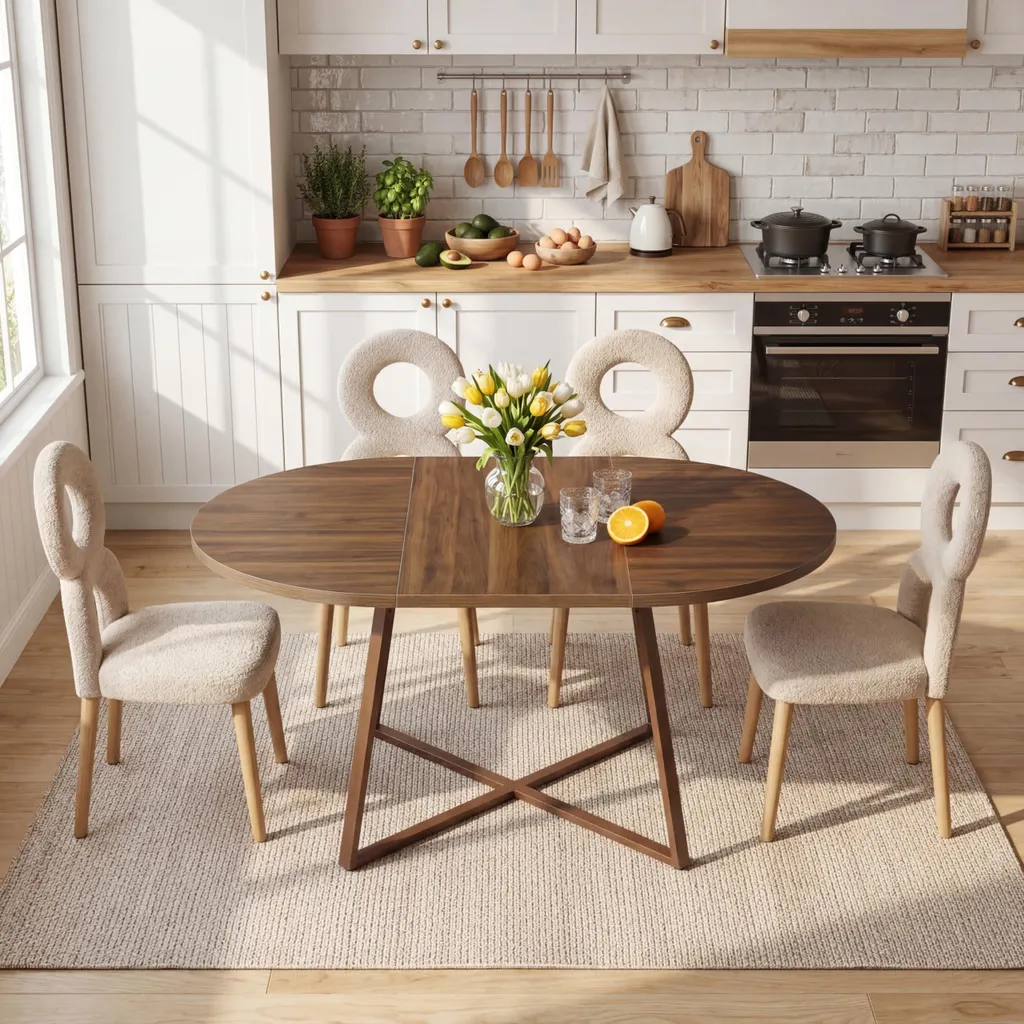 Table ronde moderne de 150 cm pour grande cuisine et salle à manger