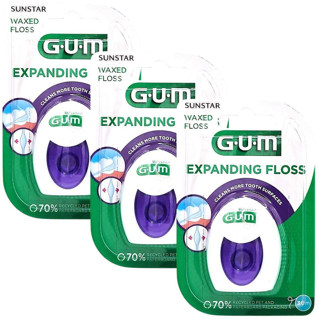 3x GUM EXPANDING FLOSS Zahnseide (3x30 m)