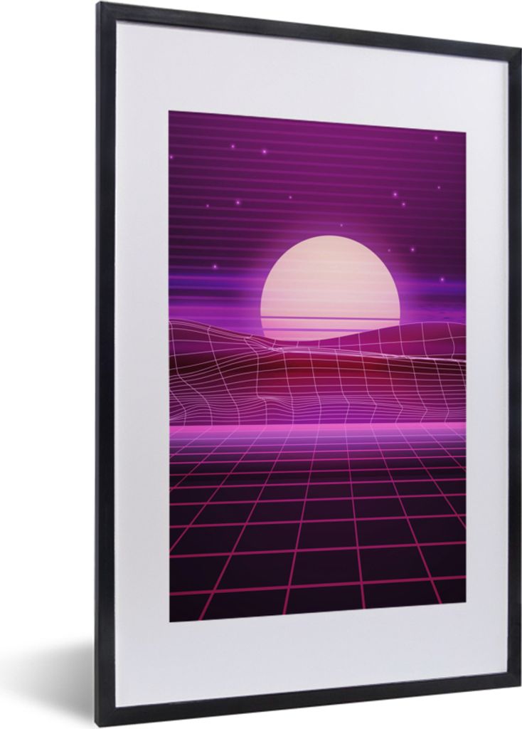 MuchoWow® Gerahmtes Poster Spiele - Neon - Retro - Lila - Produktbild 