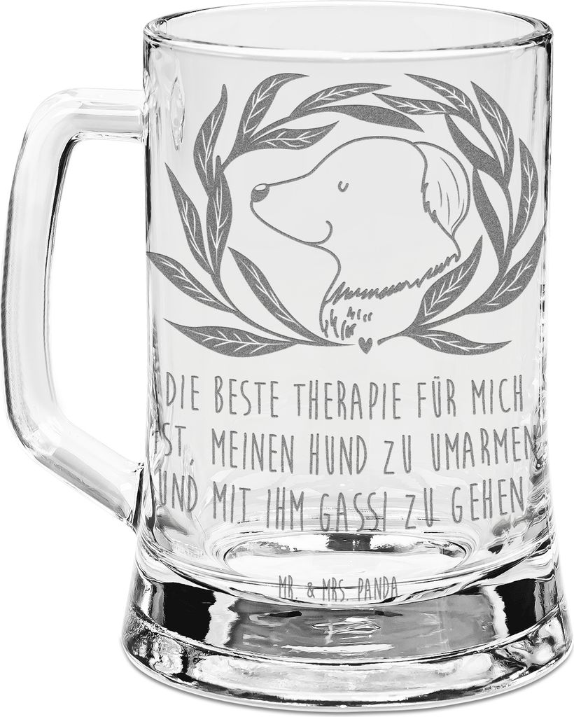 Mr. & Mrs. Panda Seidel Hund Blumen - Transparent - Geschenk, Krug, Hunde, Hundekopf, Gravur Bierkrug, Gassi gehen, Glas, graviert, Sprüche, Umarmen