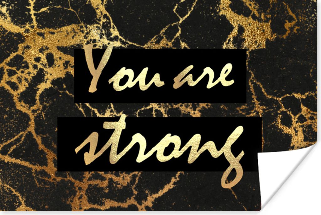 MuchoWow Poster Zitat - Macht - Marmor - Gold 30x20 cm - Plakate - Print