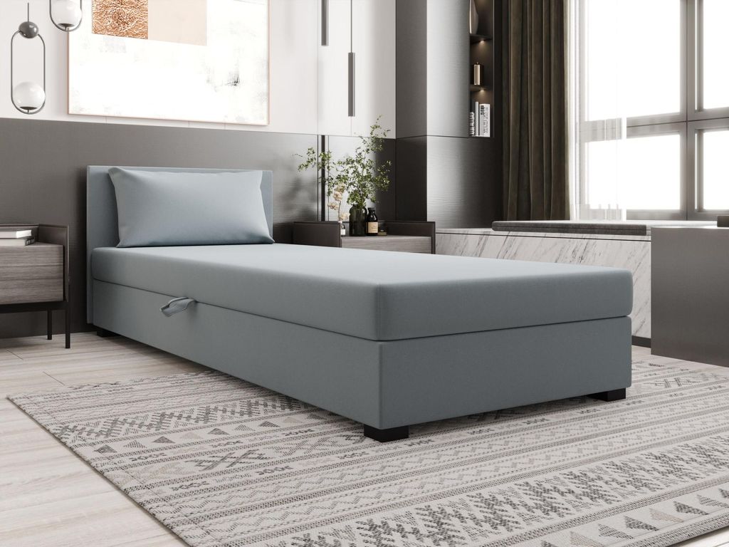 Einzelbett 80x195 ZAJDA 1 mit Stauraum - blaugrau