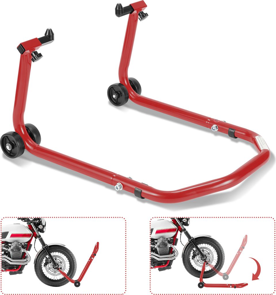 Hengda Motorradträger Transportträger mit verstellbarer Vorderradbreite, Transportträger, Farbe rot