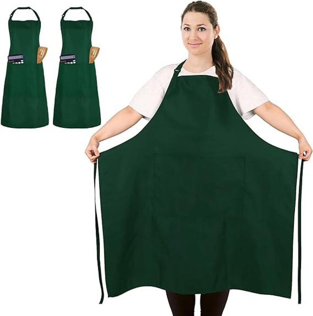 Set aus 2 Kochschürzen mit Taschen, geeignet zum Kochen, für handwerkliche Arbeiten, Backen, Malen, Gartenarbeit und Keramik.