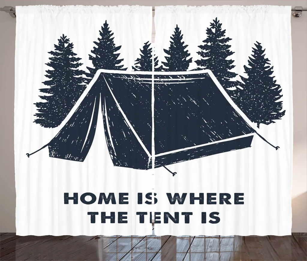 Tenda Camera da Letto ABAKUHAUS Citazione Blu e Bianco 280x245 cm