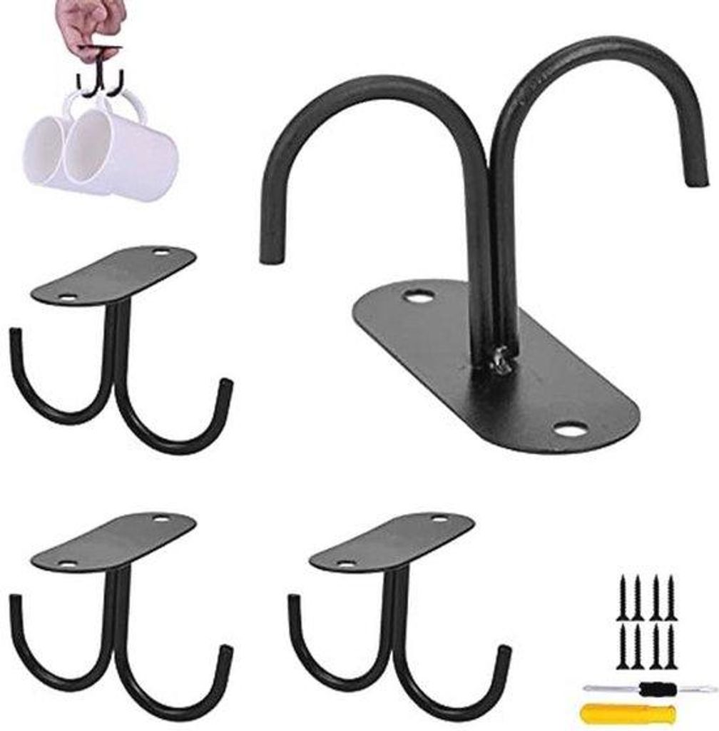 Multifunktionale 4-Teiler-Halter mit Haken für Kaffeebecher, Gläser und Küchenutensilien
