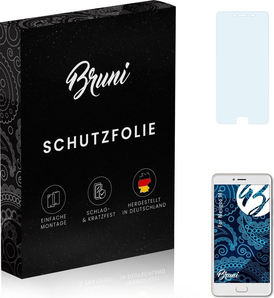 Bruni Basics-Clear 2x Schutzfolie kompatibel mit Meiigoo M1 Folie