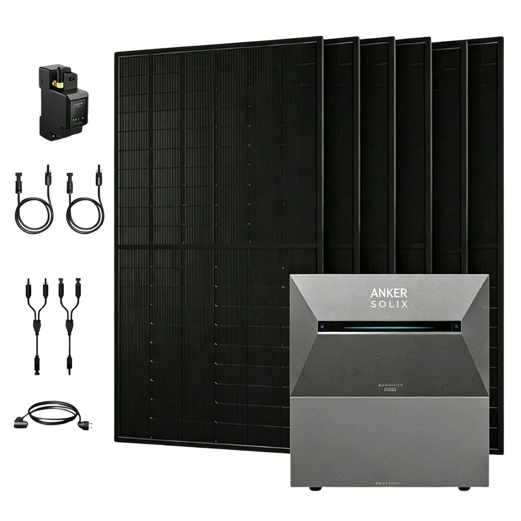 Powerness Balkonkraftwerk mit Speicher, Anker SOLIX Solarbank 3 E2700 Pro und BP2700 Erweiterungsakku & 6x 500W Bifazial Solarmoadel & Smart Meter