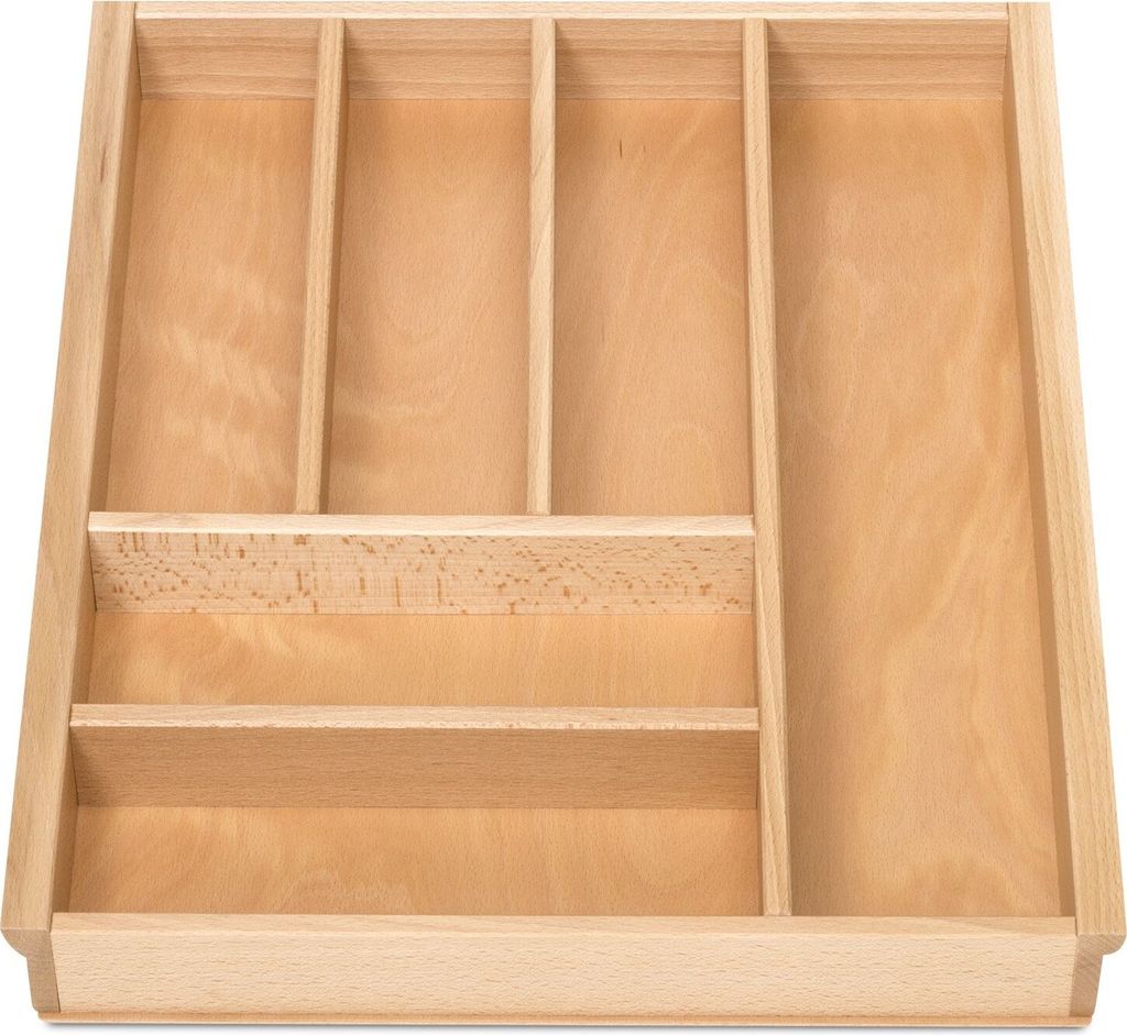 ORGA-BOX III BUCHE Besteckeinsatz für 50er Schublade z.B. Nobilia ab 08/2012 (473 x 397 mm) Holz-Besteckkasten mit 6 Fächer