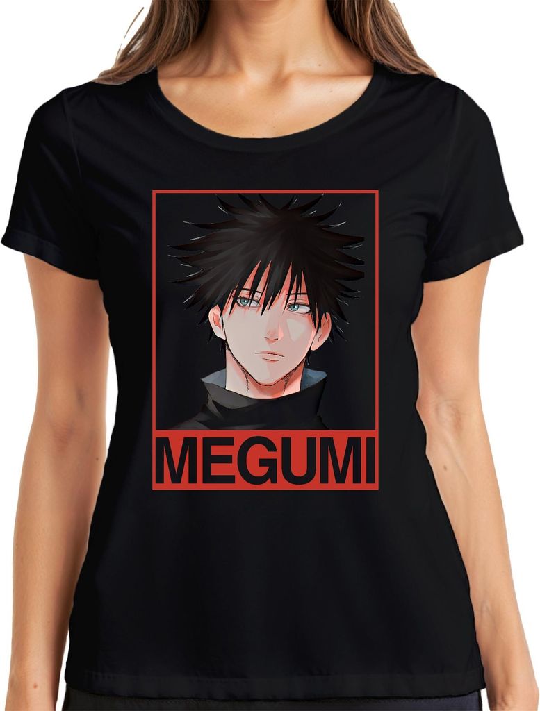 Megumi Fushiguro Jujutsu Kaisen Anime Fan Geschenk düster Otaku Damen T-Shirt, Schwarz, XL