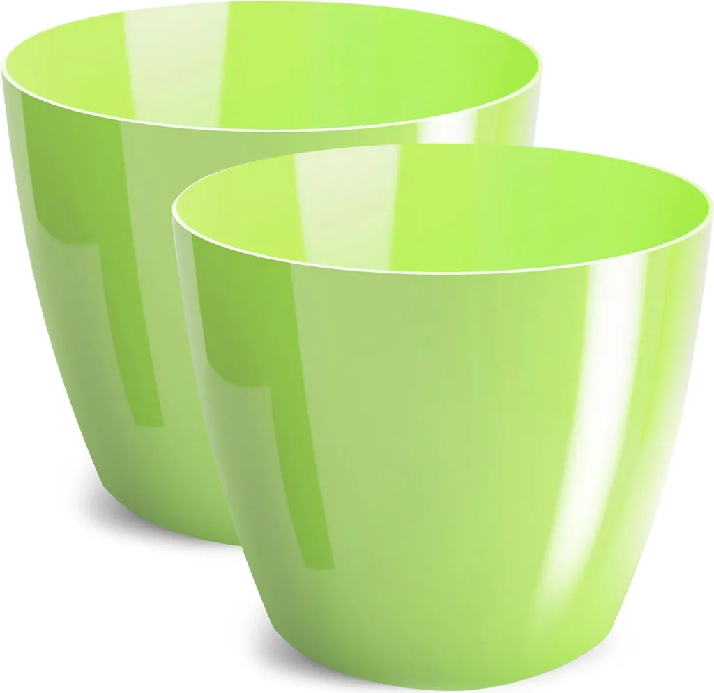 Pot à herbes et plantes décoratif pastel vert 28 cm - lot de 2 pots