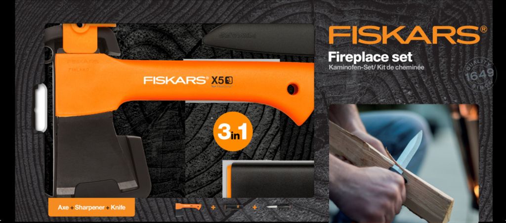 Fiskars Kempingová Sada, sekera + nůž + ostřič 1057913 Obrázek produktu 