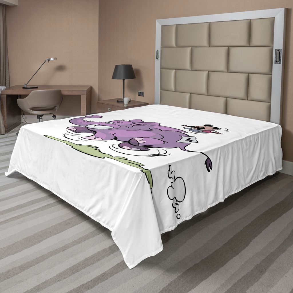 ABAKUHAUS Elefant Bettlaken, Elefant, Der Fußball Mit Einem Kind Mario Schnurrbart Sport Thema Fußball Druck, weiches bequemes oberes Bettlaken f...