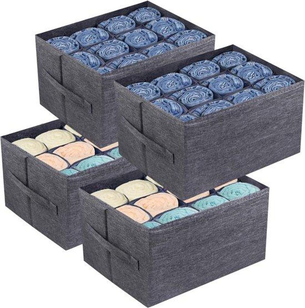 Kleiderschrank Organizer und Lagerboxen - 12-Zell-Regal für Jeans, Hose, Pullover, T-Shirts, Kleiderschrank-Schubladen, Schrankorganisation