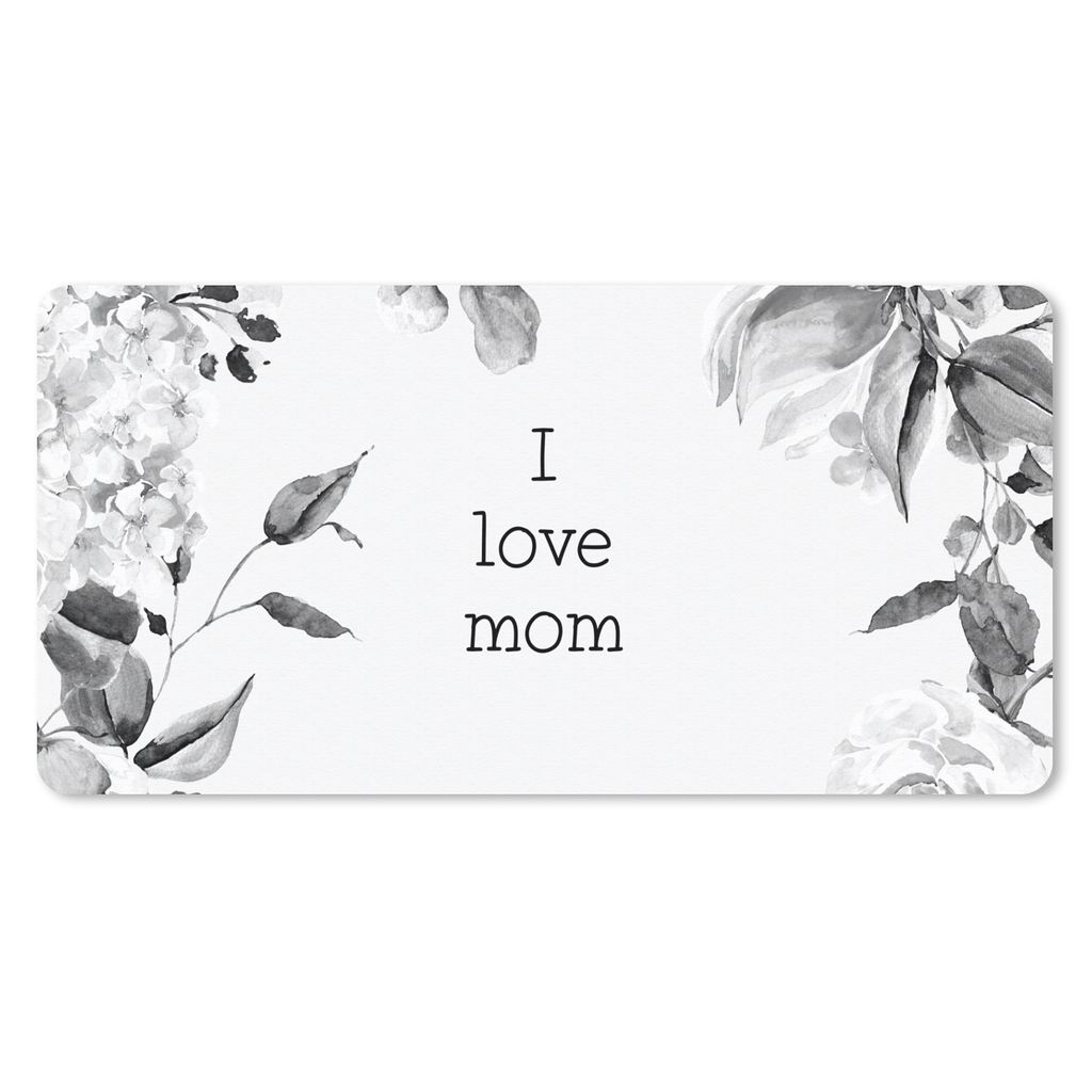 MuchoWow Mauspad Mousepad Sprüche - Zitate Ich liebe Mama - Muttertag - Blumen - Mutter - Schwarz und weiß 60x30 cm - Mousepads - Maus Mat - Pa...