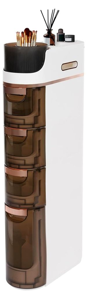 4-Schubladen-Aufbewahrungsschrank, Schmaler Badezimmerschrank, 17 × 40 × 90 cm Nischenschrank, Geeignet für Badezimmer, Schlafzimmer, Arbeitszim...